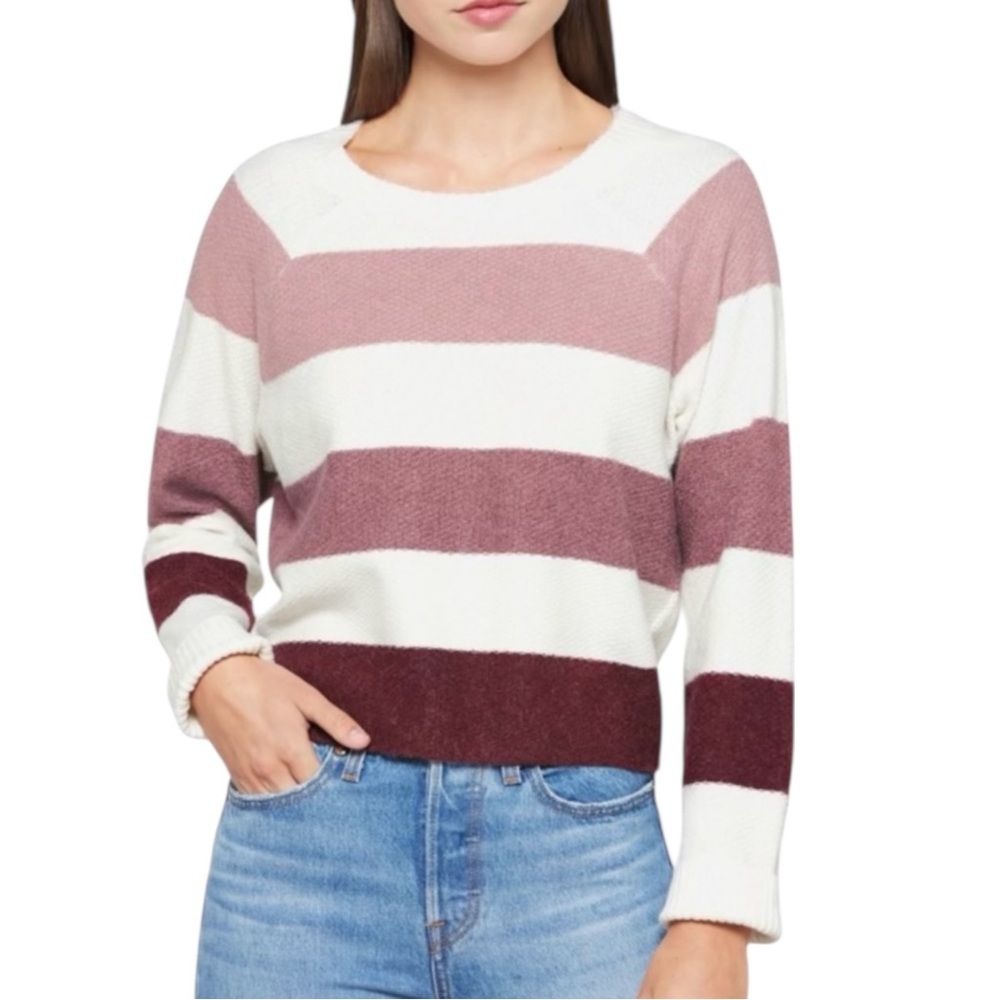 NWOT Pinque x Stitch Fix Florence Cropped Striped Crewneck Sweater Soft Warm